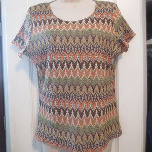 NWT Zig Zag Earth Colors Blouse Top Express sz M 1970s